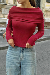 Sexy, einfarbige, gerüschte, schulterfreie Oberteile